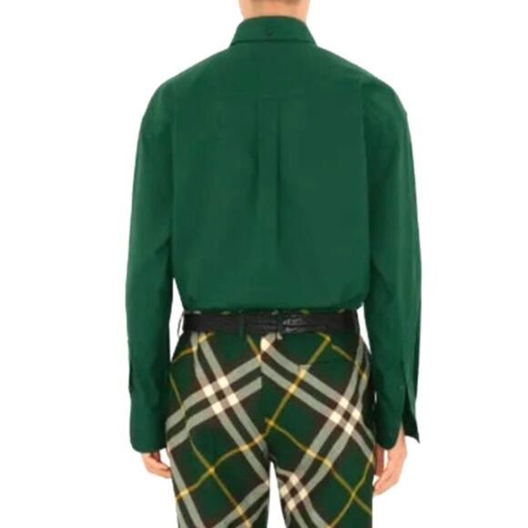 BURBERRY EKD-embroidered cotton shirt Men's size S Color: Ivy - Picture 5 of 5